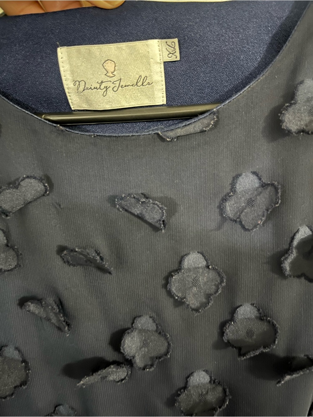 Dainty Jewells Navy Textured Appliqué Ruffle Dress - Picture 3 of 5